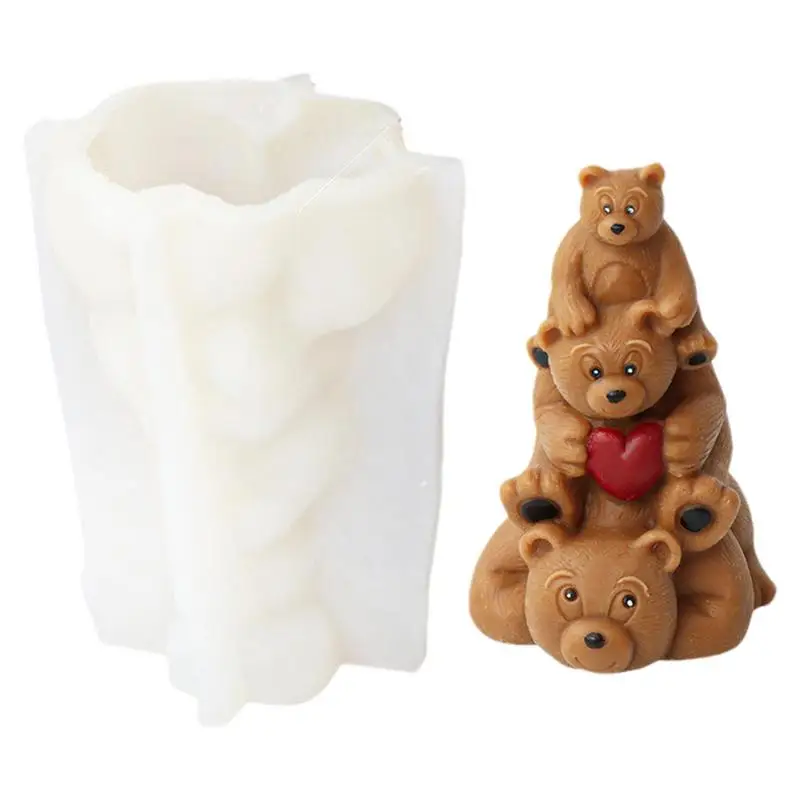 

3D Sitting Position Toy Bear Silicone Candle Mold DIY Aromatherapy Gypsum Ornaments Soap Wax Making Animal Craft Decor