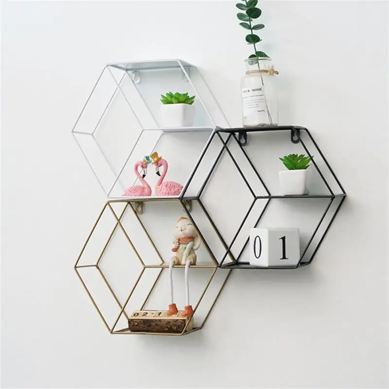 Wall Mounted Shelf Houseware Modern Simple Metal Iron Room Home Decoration For Creativity Storage Rack Sundries
