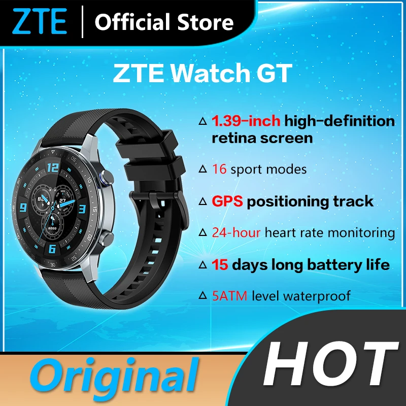 

Оригинальные Смарт-часы ZTE GT 1G 8G 1,39 дюйма часы телефон с кислородом в крови 420 мАч