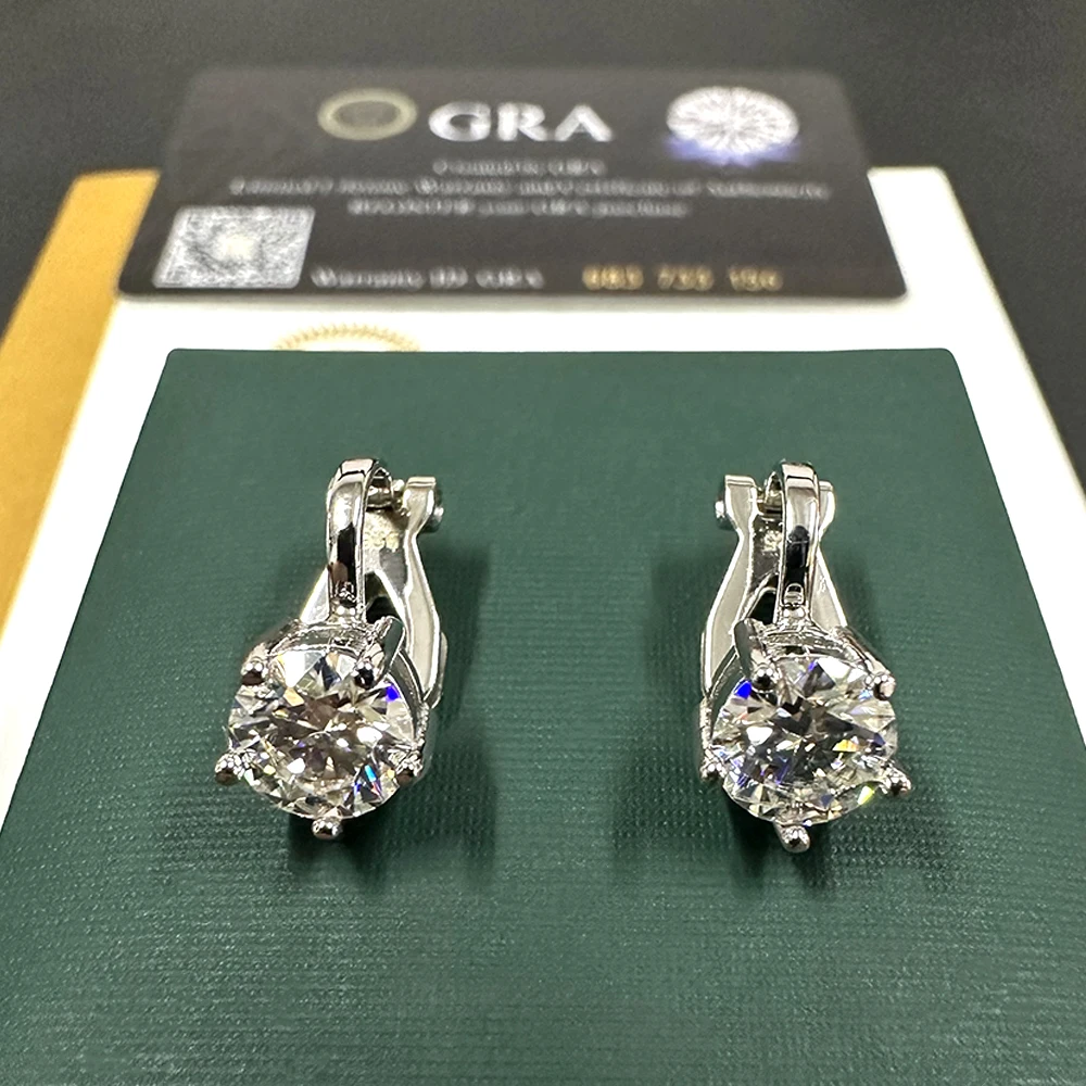 MM Clip Moissanite Earring For Women S925 Silver Real Diamonds Men Clip Ear Studs Jewelry With GRA Free Shipping