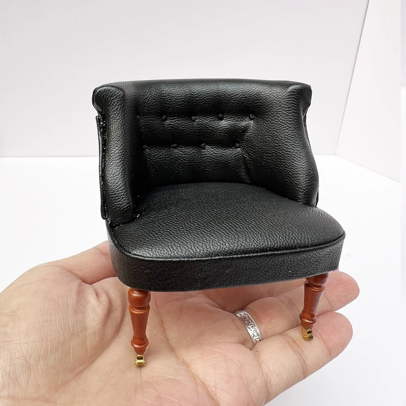 

Dollhouse Miniature Furniture Leather Sofa Chair Couch For 1/12 Scale Doll House Accessories European Couch Backrest Chair