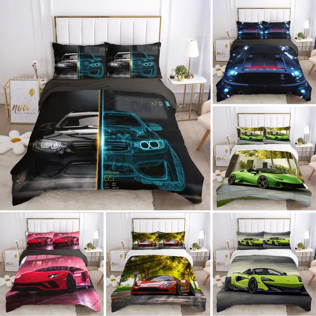 

Car Modern Bedding Set For Boys Adults Kid Duvet Cover Bed Cover with Pillowcase Single Queen King Double 3pcs Suit