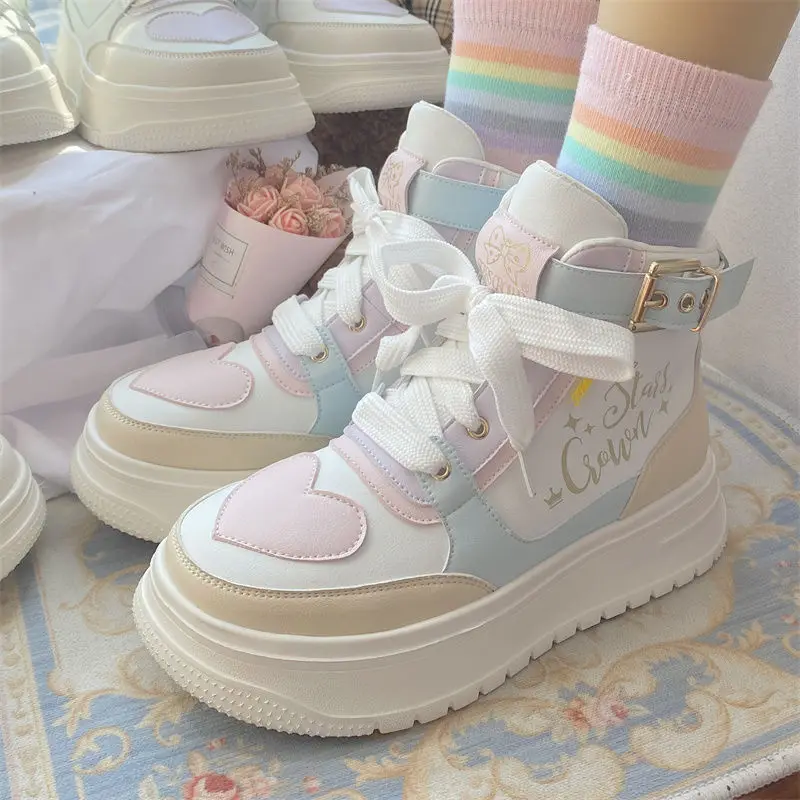 

Lolita Shoes Women 2023 New Fall and Winter Shoes with School Style Cute Board Shoes Winter Thick-soled Height-increasing Shoes
