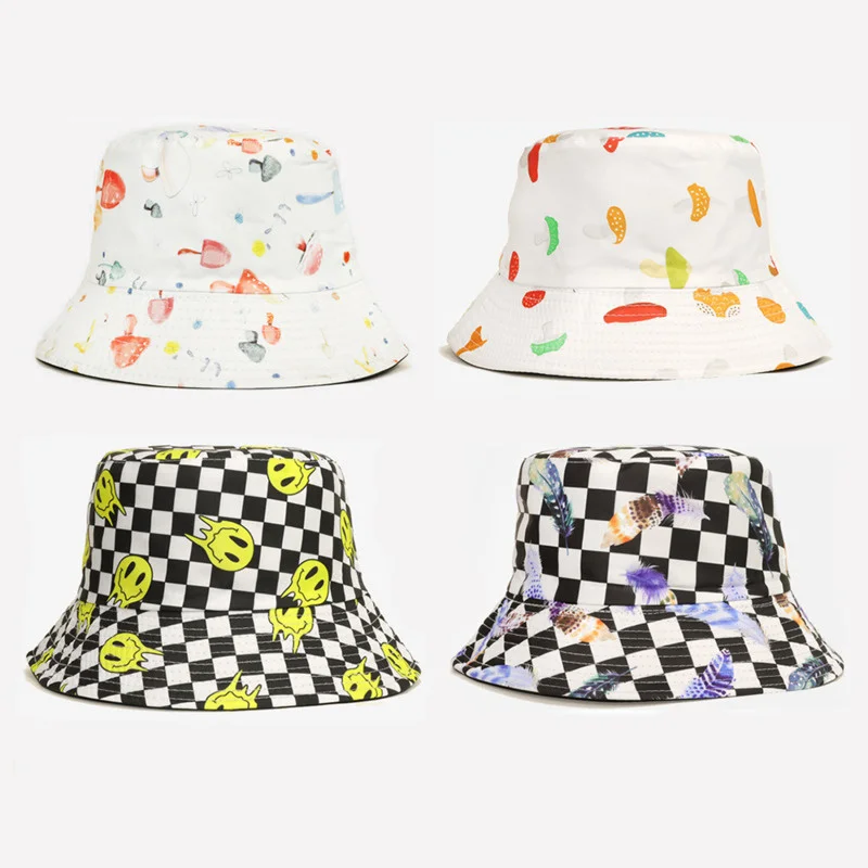 

Fashion Basin Hat Mushroom Pattern Fisherman Hat Trendy Double-sided Bucket Hat Wild Birthday Gift For Couples