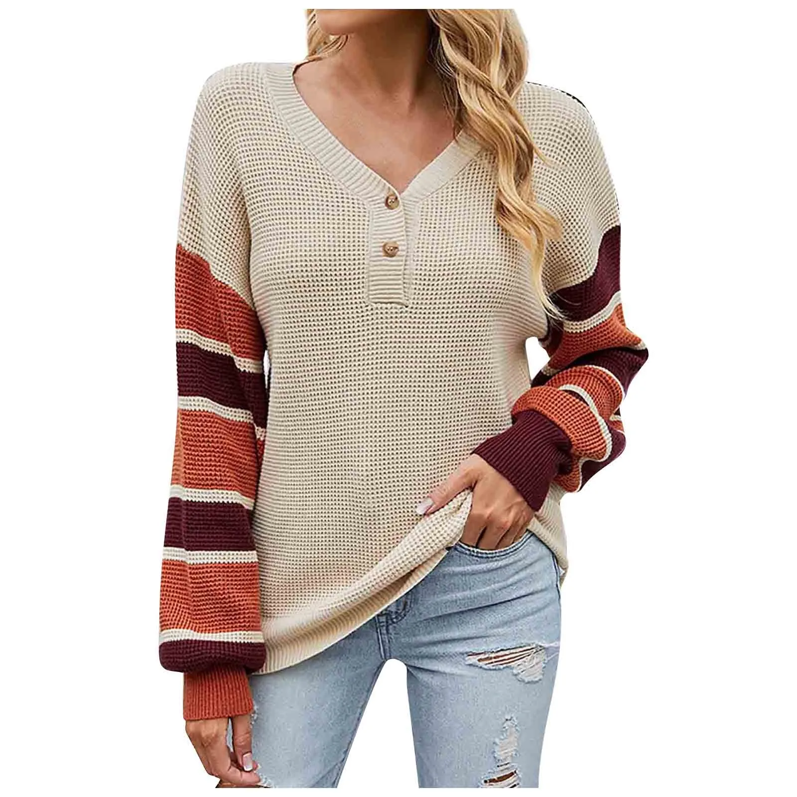 

Женский свитер в полоску, пуловер на пуговицах, свитер в Корейском стиле на осень и зиму, 2022