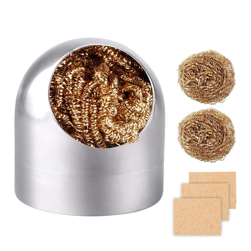 

7Pcs Soldering Tip Iron Cleaner,Soldering Tip Cleaning Ball And Base, Holder Soft Coiled Brass Tip Cleaner Kit