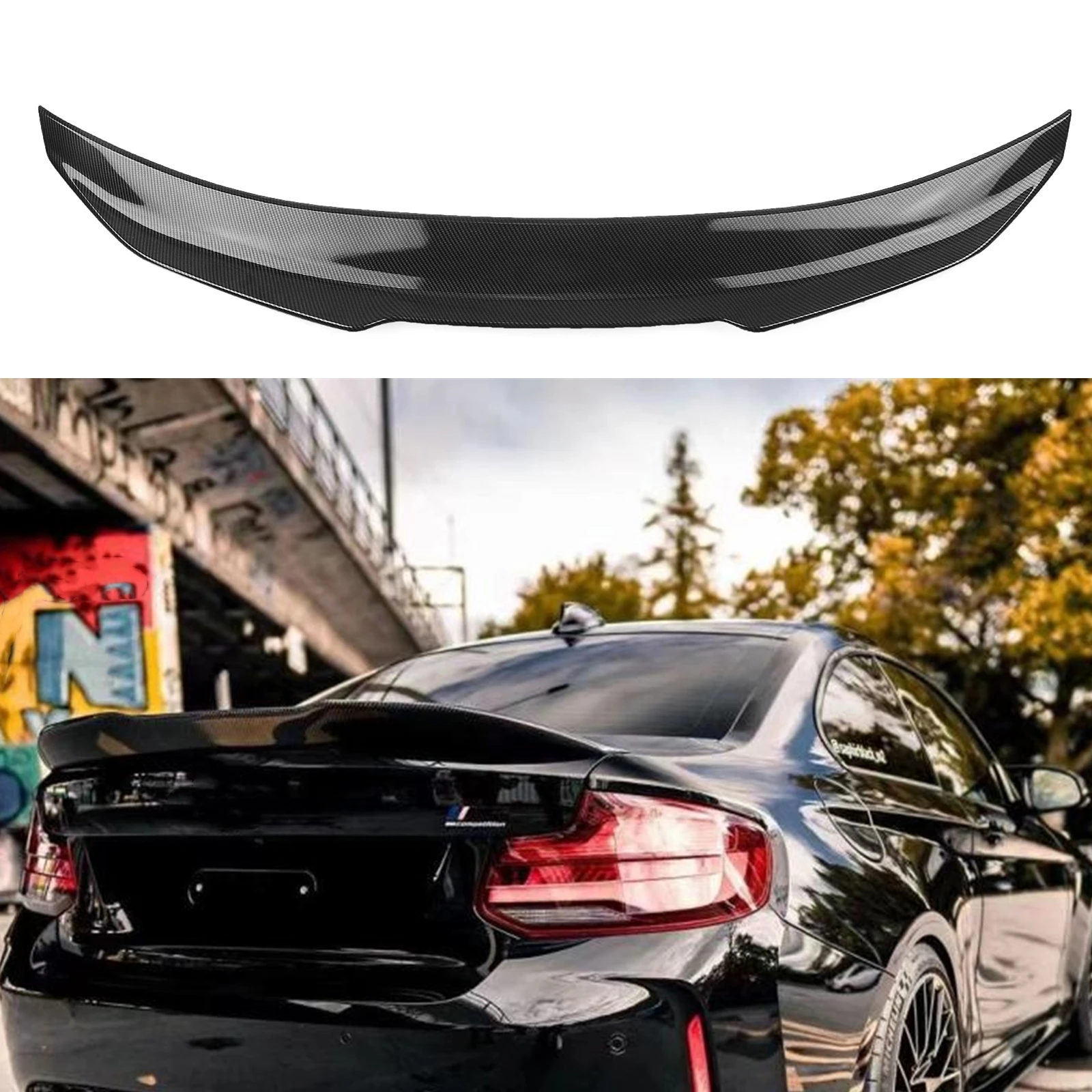 Car Rear Trunk Wing Lid Spoiler Splitter Duckbill Flap Flare Lip For BMW 2 Series F22 F87 M2 Coupe 2014-2019 PSM Style