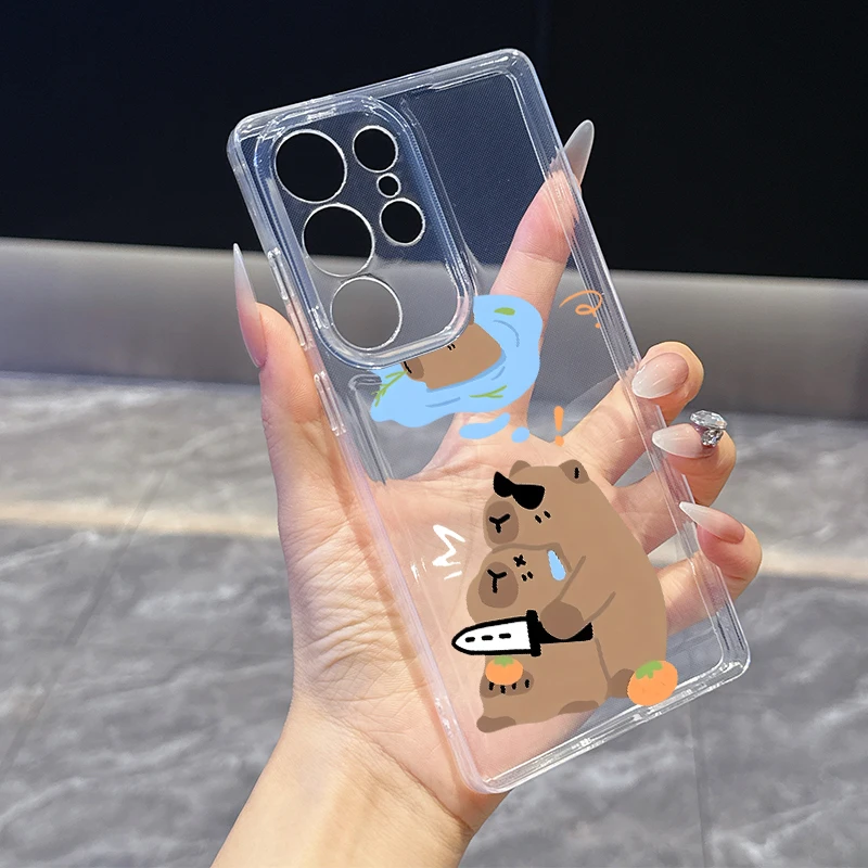 Прозрачный мягкий чехол Orange Starlight Cute Bear для Samsung Galaxy S25 Ultra S20 FE S21 S22+ S23 Plus S24 S26 Edge (art.: 3920db5a76037) - 3920db5a76037