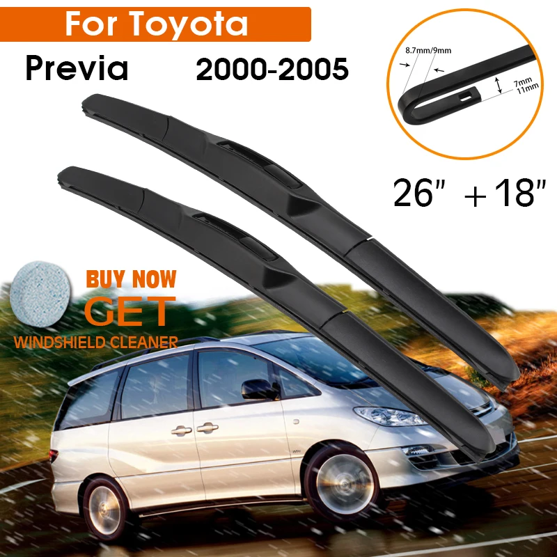 Car Wiper Blade For Toyota Previa 2000-2005 Windshield Rubber Silicon Refill Front Window Wiper 26