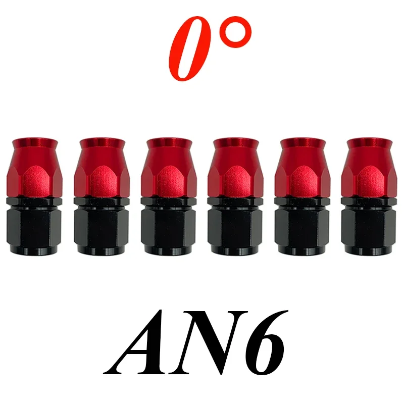 

6 шт. AN4 AN6 AN8 AN10 AN12 для поворотных фитингов для шланга масляной топливной линии из ПТФЭ, прямых 0 ° /45 ° /90 ° /180 ° Переходники для шлангов многоразового использования