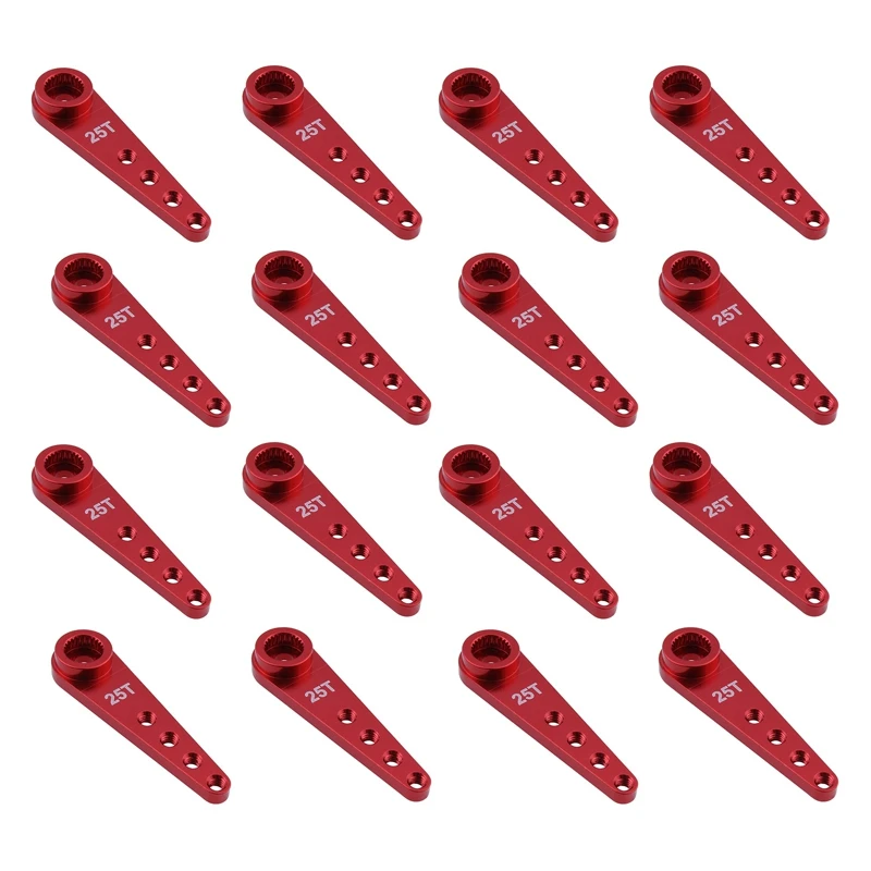 

16PCS 37Mm 25T Metal Extension Steering Servo Arm Horn For RC Car Crawler Parts,Red