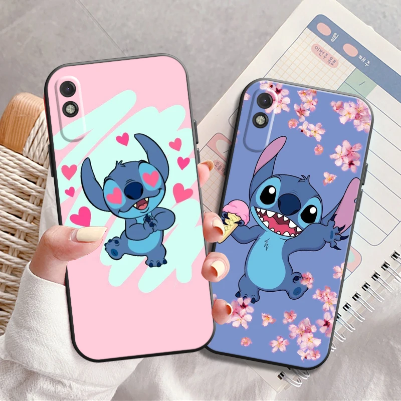 

Disney Cute Stitch Phone Case For Xiaomi Redmi 7 7A 8 8A 9 9i 9AT 9T 9A 9C Note 7 8 2021 8T 8 Pro Silicone Cover Back Black