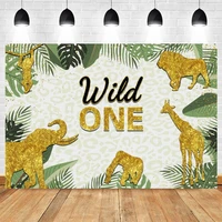 tropical jungle leaf forest wild one animal safari photography background newbron baby birtday party photocall backdrop banner
