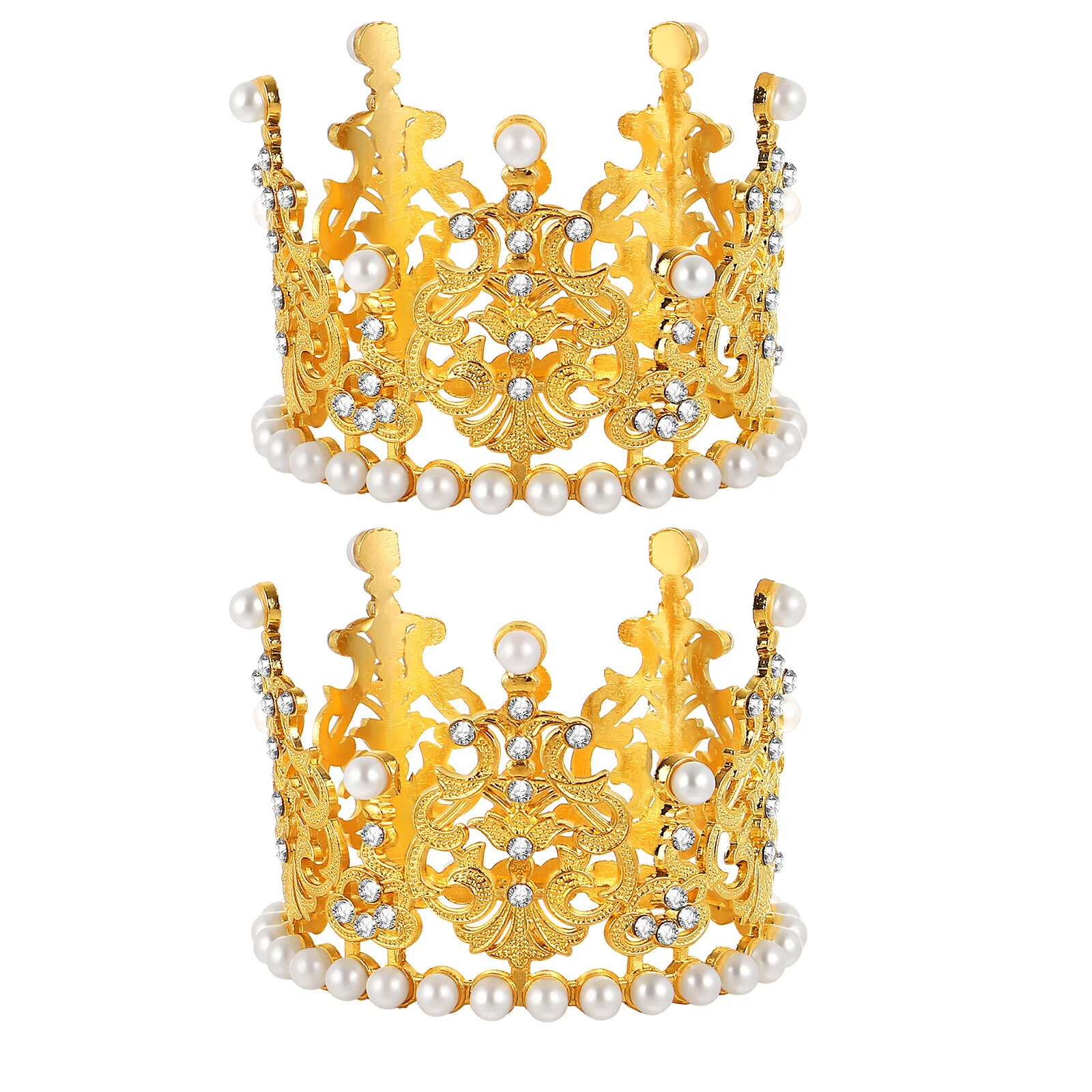 

2pcs Crown Cake Decor Baking Cake Topper Children Crown Kids Birthday Party Favor Crown Shape Cake Adornment