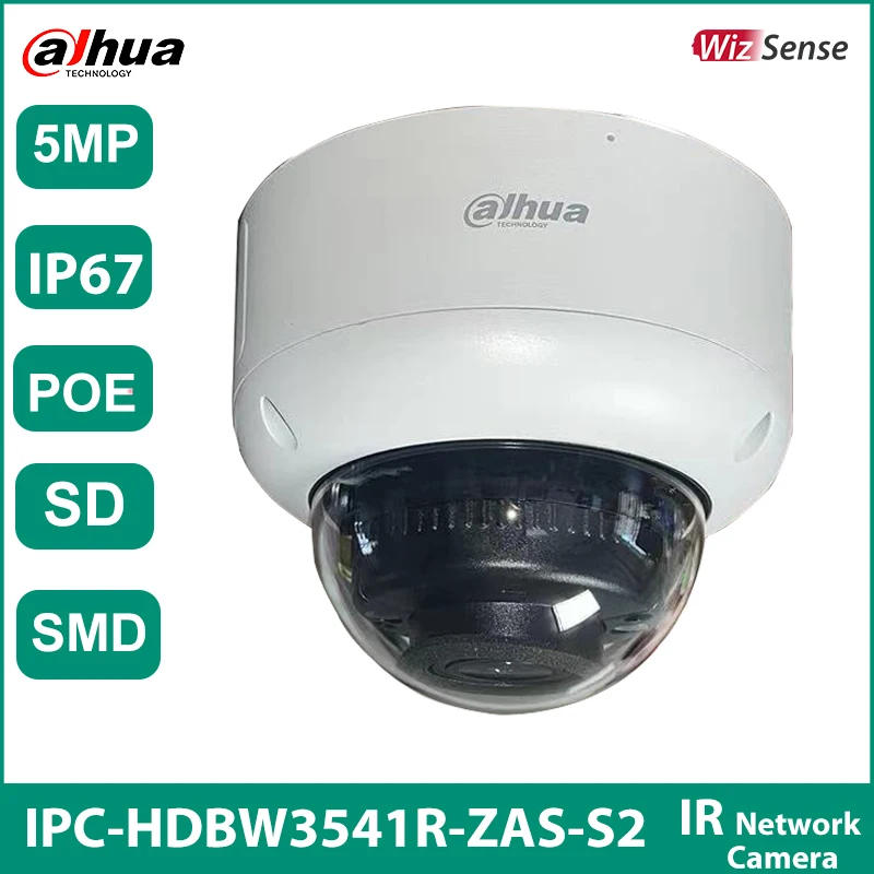 

Dahua Origina IPC-HDBW3541R-ZAS-S2 5MP IR 40m 2.7 mm–13.5mm Motorized Vari-focal Dome WizSense Network Camera PoE IP67 Smart AI