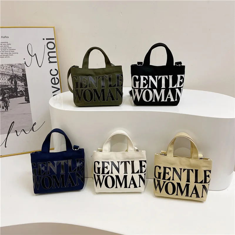Тайская сумка через плечо с буквенным принтом GW 2024 новая холщовая женская модная