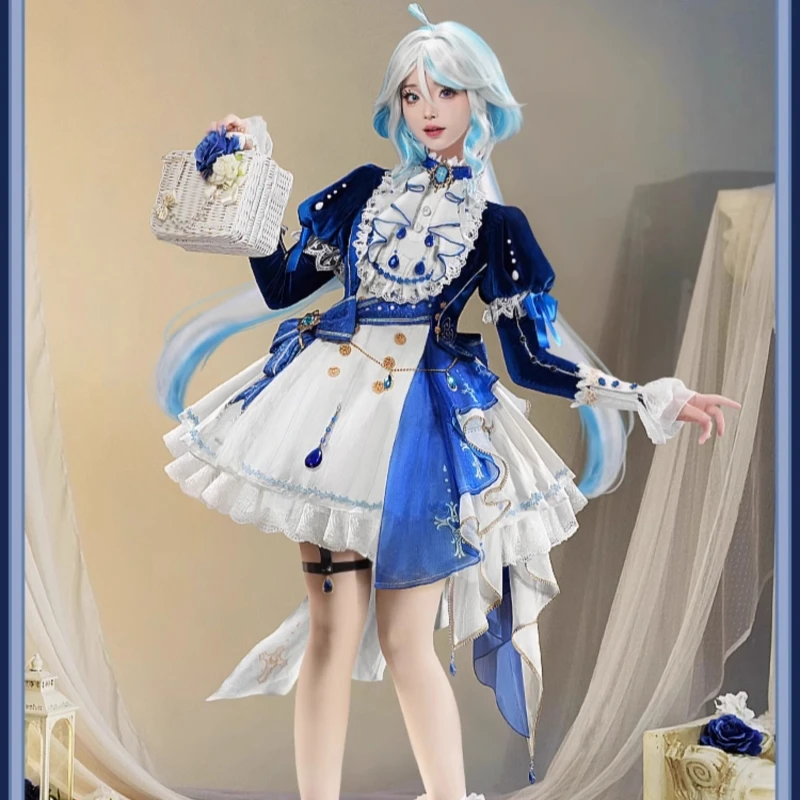 Игра Genshin Impact Furina Косплей Костюм Аниме Женское Элегантное Платье Одежда Для