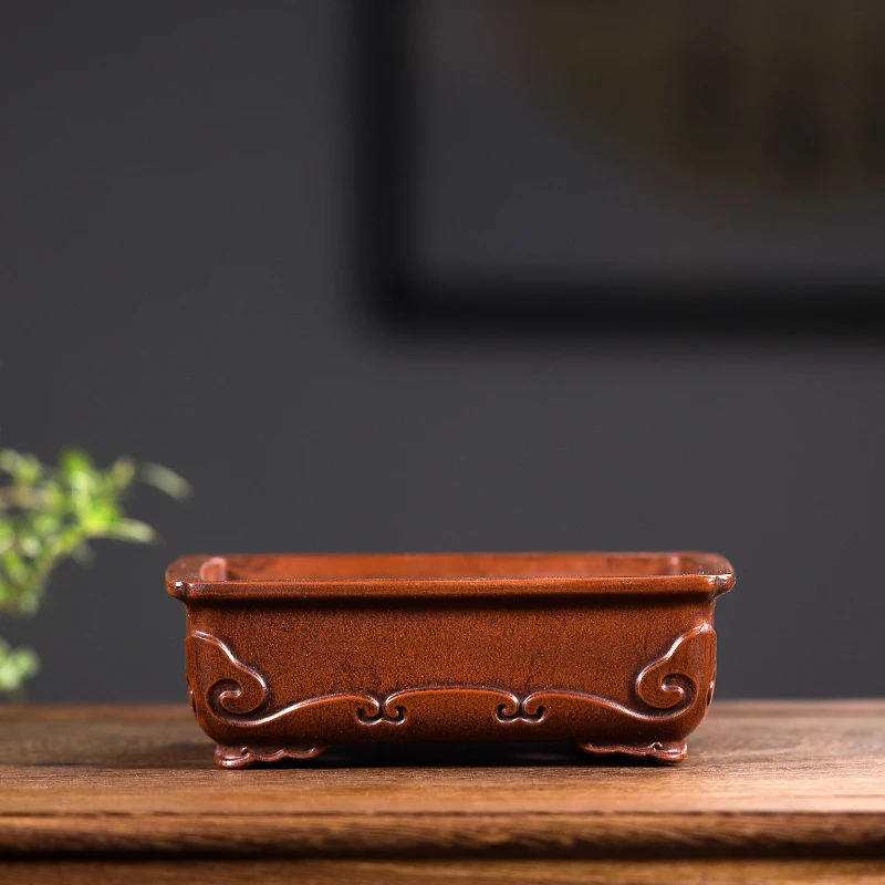 

Цветочный горшок ручной работы из фиолетового песка, квадратные мясистые цветы и растения орхидеи в стиле ретро, бонсай, украшение для сада, дома, стола