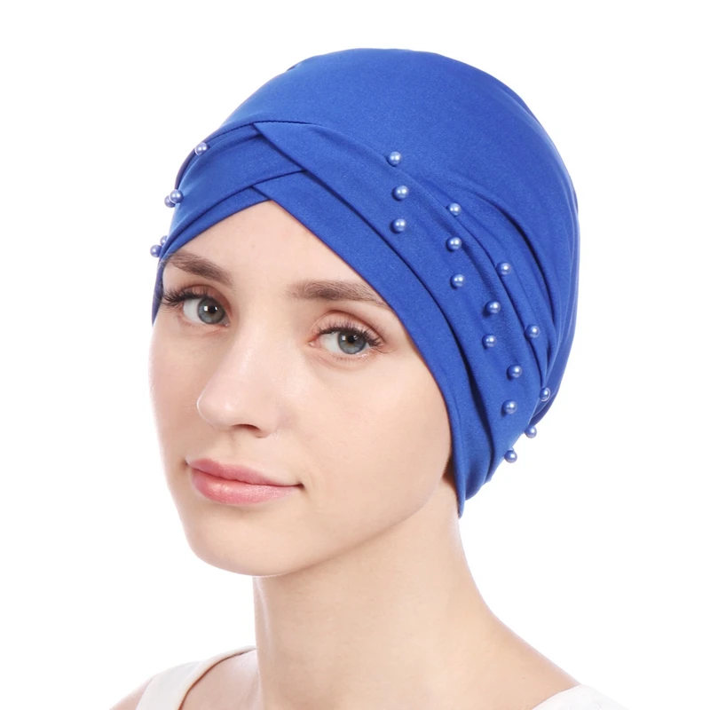 

Muslim women headscarf soft cotton beading turban crinkle hijab femme musulman islamic wrap head ready to wear turbante mujer