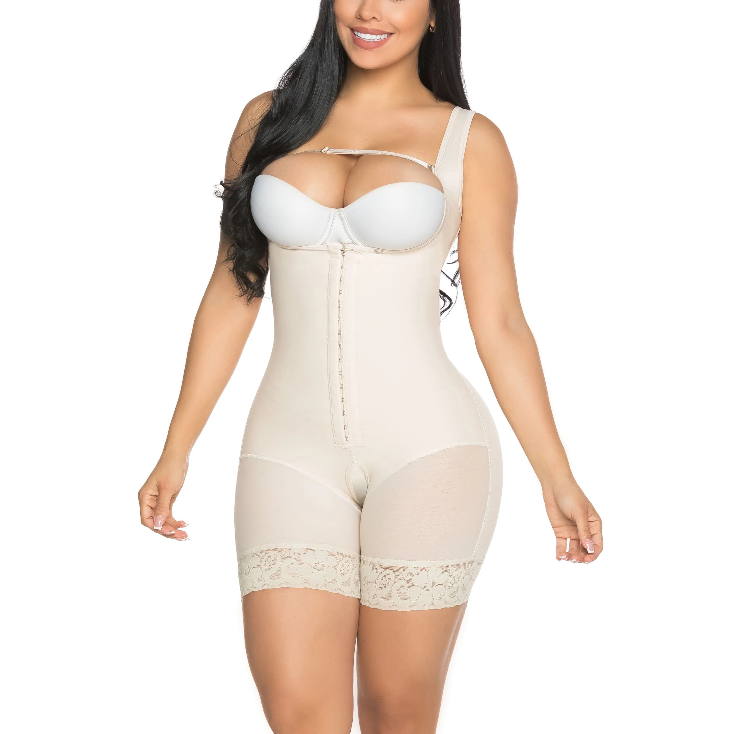 Open-chested sleeveless one-piece bodysuit skin color vest suspenders one-piece shorts shapewear