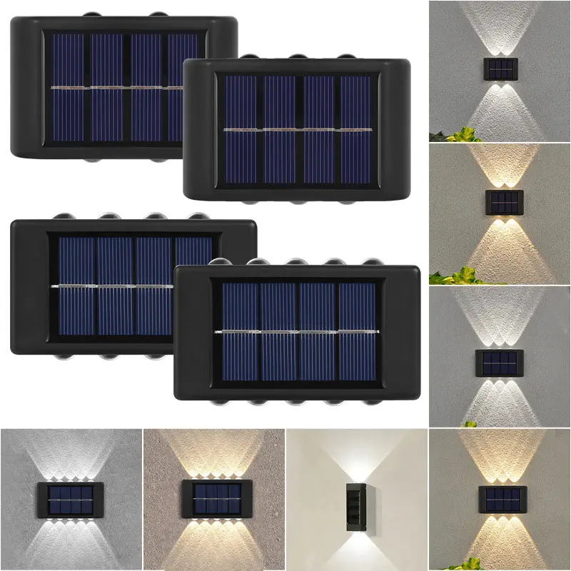 

4/6/2/10 LED Solar Light Waterproof Wall Lamp Outdoor Up And Down Luminous Lighting for Garden Street Landscape Balcony Decor