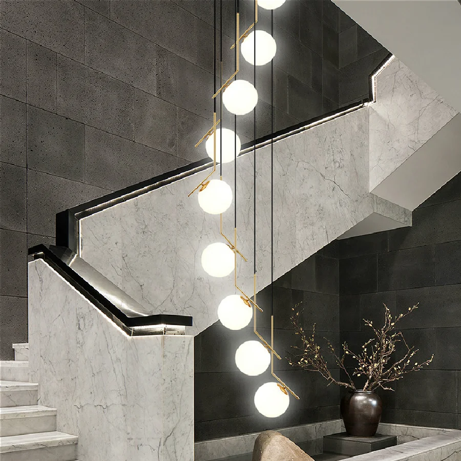 

Modern LED Staircase Chandelier Lighting Nordic Duplex Villa Lobby Spiral Chandelier Living Room Hotel Lobby Decorative Lights