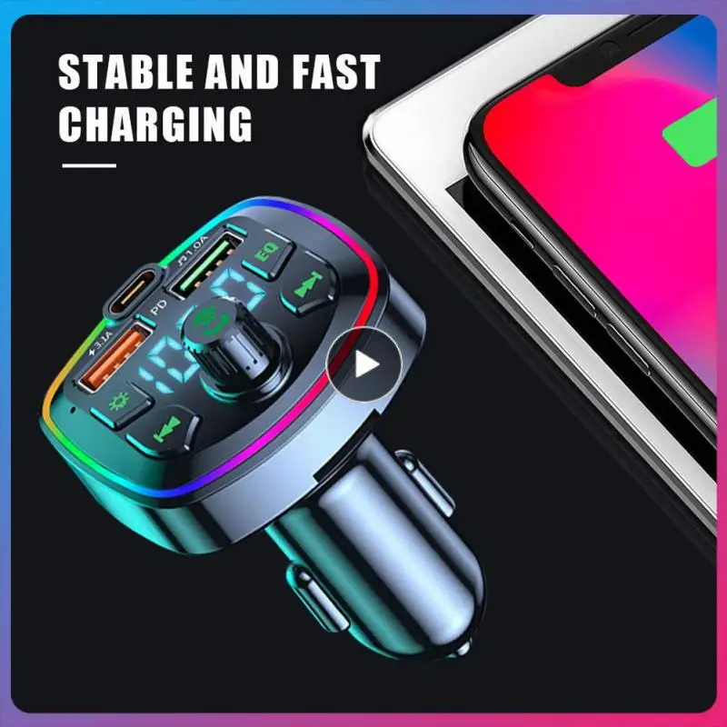 

Fm Transmitter Lossless Music Hands-free Cigarette Lighter 3.1a Colorful Ambient Light Car Accessories Mp3 Music Player Dual Usb