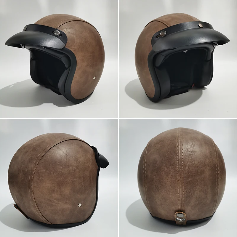 Мотоциклетный шлем с открытым лицом Ретро винтажный скутер Cafe Racer мужской