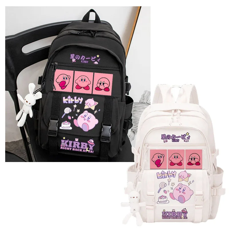 Cartoon Anime Figure Star Kirby Large Capacity Student Schoolbag Kawaii Cute Backpack Travel Storage Bags Girls Birthday Gifts