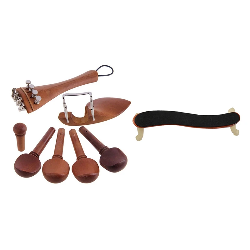 

A Natural Jujube Wood 4/4 Violin Parts Accessories Set With Professional Maple Wood Violin Shoulder Rest