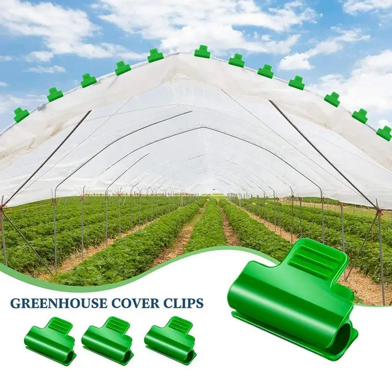 

30pcs Greenhouse Film Clamps Garden Shed Row Cover Netting Tunnel Hoop Plastic Clips Plant Stakes Garden Net Clips Pole Clamps
