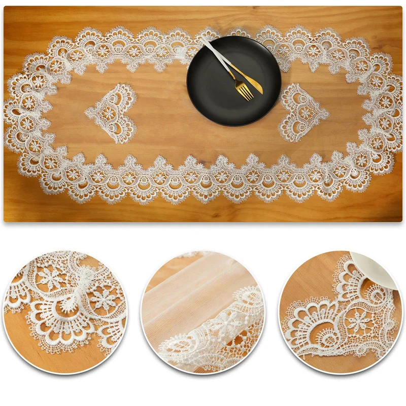Кружевная скатерть 50*110 см 40*90 коврик вышитая цветочный орнамент овальное