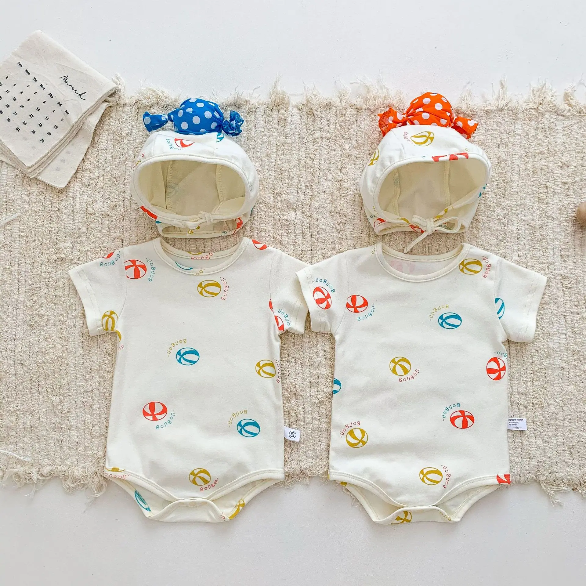 

Summer Candy Pattern Baby Girls Clothes For Newborn One Piece Infant Jumpsuit With Hat Thin Cotton Baby Clothing Outfits