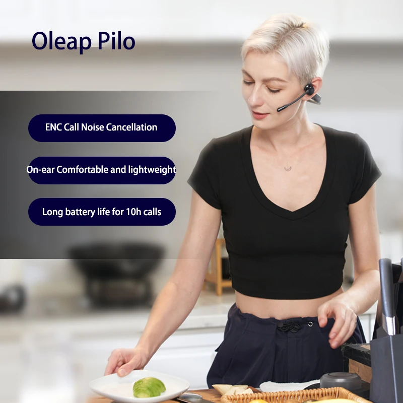 

Oleap Pilot Sound P200b открытая Bluetooth-гарнитура, не в ухе, для работы, поездок, бега, спорта, подвесная беспроводная гарнитура ENC