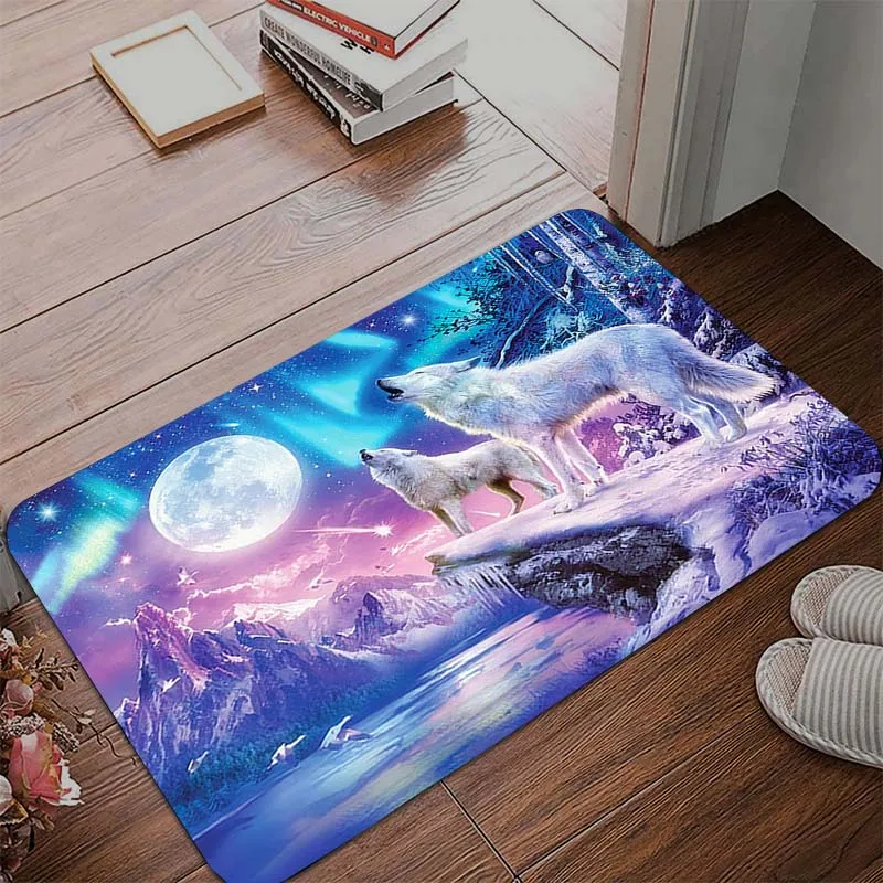 Коврики с изображением волка и Луны мягкие коврики для ванной в гостиную