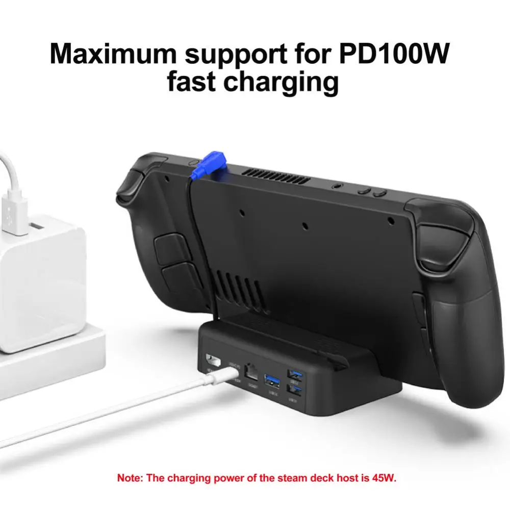 

Stand Charger Base For Steam Deck Dock Usb-c Rj45 Ethernet Usb Type-c Charger -compatible Game Console Base 5 In 1 Tv Base