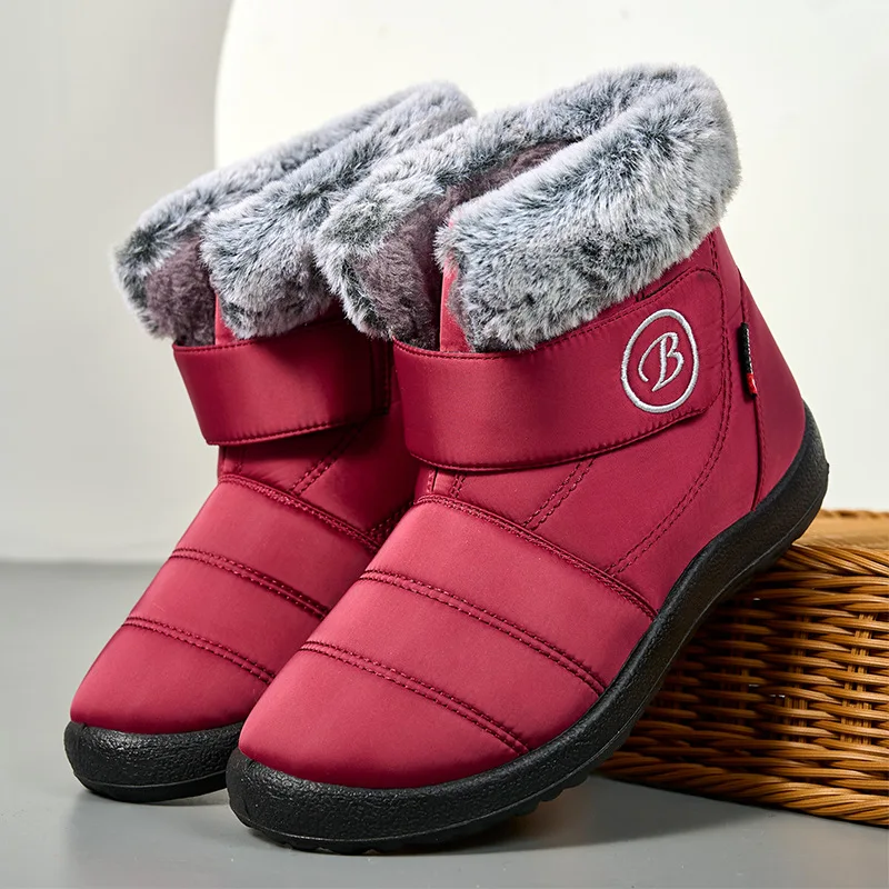 

Snow Boots Waterproof Design Shoes for Women Thick Plush Warm Ankle Boots Fur Cotton Padded Shoe Plus Size 43 Winter Botas Mujer
