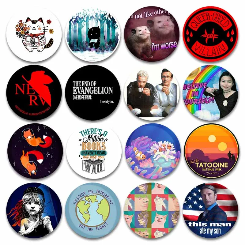 Creative Funny Unicorn Riding Triceratops Pin Cat Words Brooch Cartoon Badge Lapel Pins Bag Clothes Accessories Jewelry Gifts