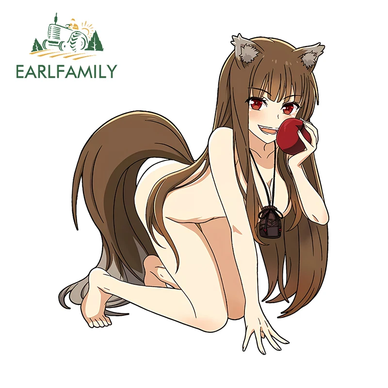

EARLFAMILY сексуальное аниме пушистая девушка голографическая наклейка на автомобиль забавная личность Tuya наклейки виниловый солнцезащитный крем кузов автомобиля устойчивый к царапинам