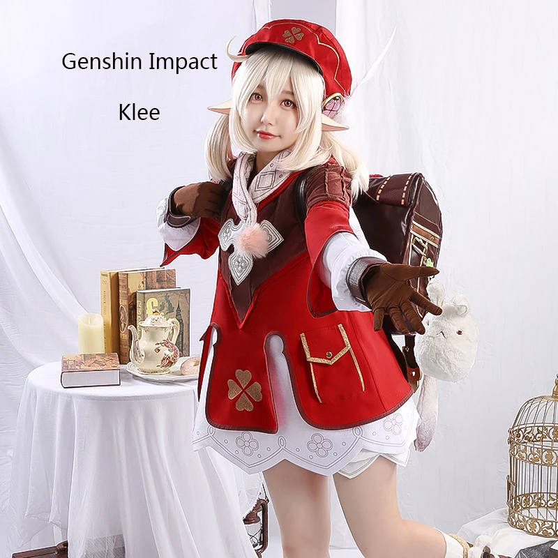 

Парики для косплея Game Genshin Impact Klee, костюм для вечеринки, униформа для женщин на Хэллоуин, карнавальные костюмы