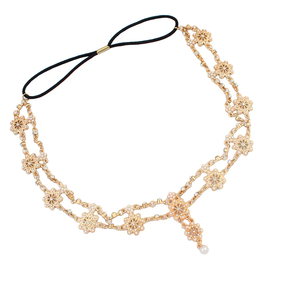 

Crystal Headpiece Tassel Headband Alloy European American Stretch Headbands Bohemia Bride