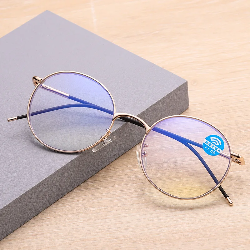 

Очки для чтения женские в круглой оправе пресбиопические очки с металлической оправой очки от + 1,0 до + 4,0 HD ретро очки для мужчин