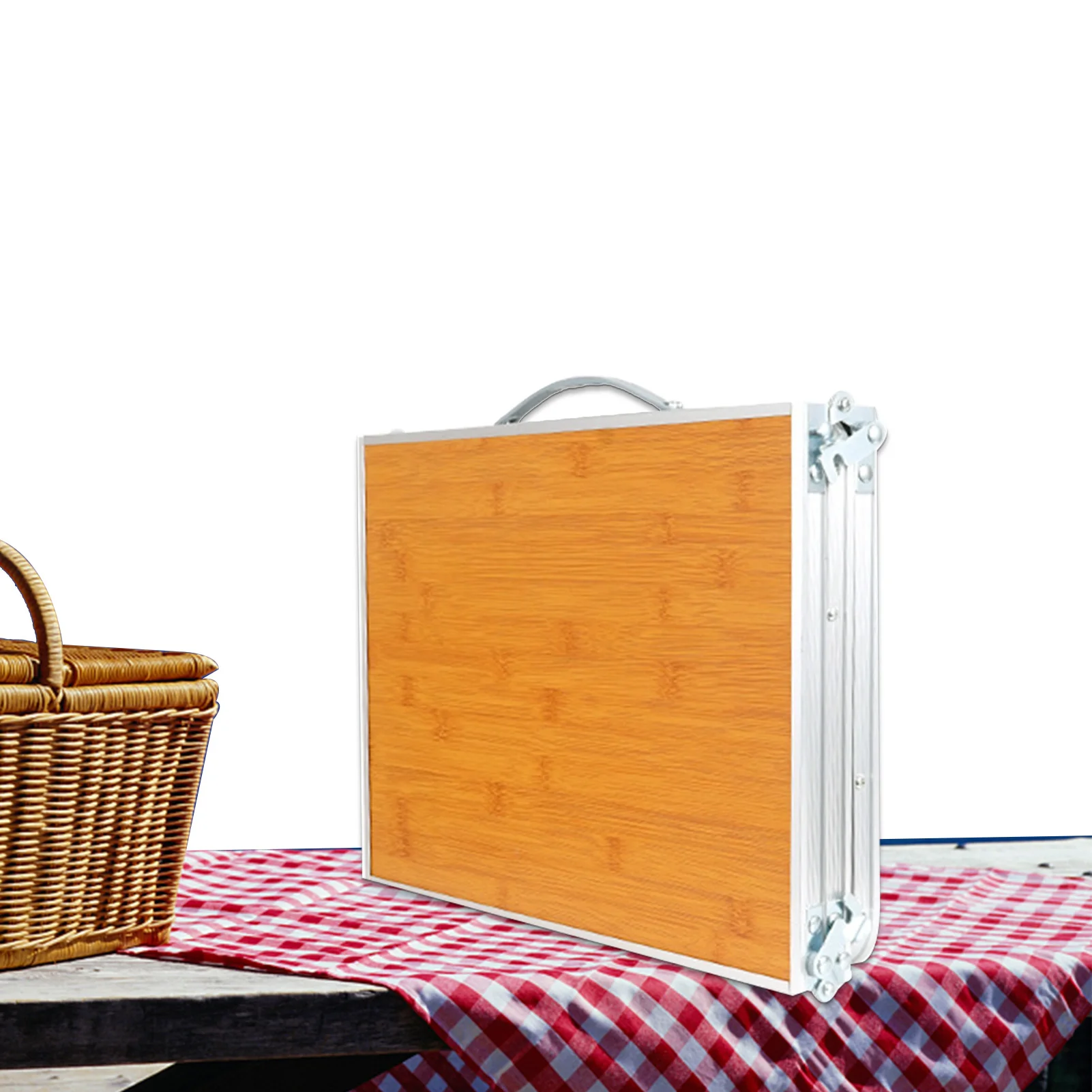 

Portable Bamboo Wood Breakfast Table Foldable Camping Picnic Table Computer Stand Laptop Desk Food Sofa Bed Serving Tray