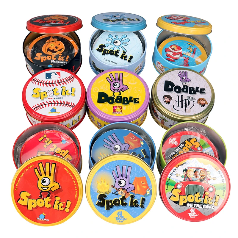 

30/55pcs Spot it Game Dobble Card Game Table Board Game For Dobbles Kid Cards Go Camping Metal Tin Box SHALOM Basic English Toys