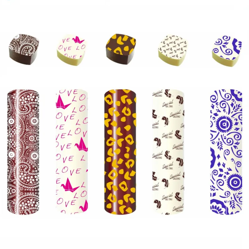 

5pcs Chocolate Transfer Paper Pattern Mold Clear Pattern Many Styles European Cake Biscuits Food Grade Non-glutinous Rice Paper