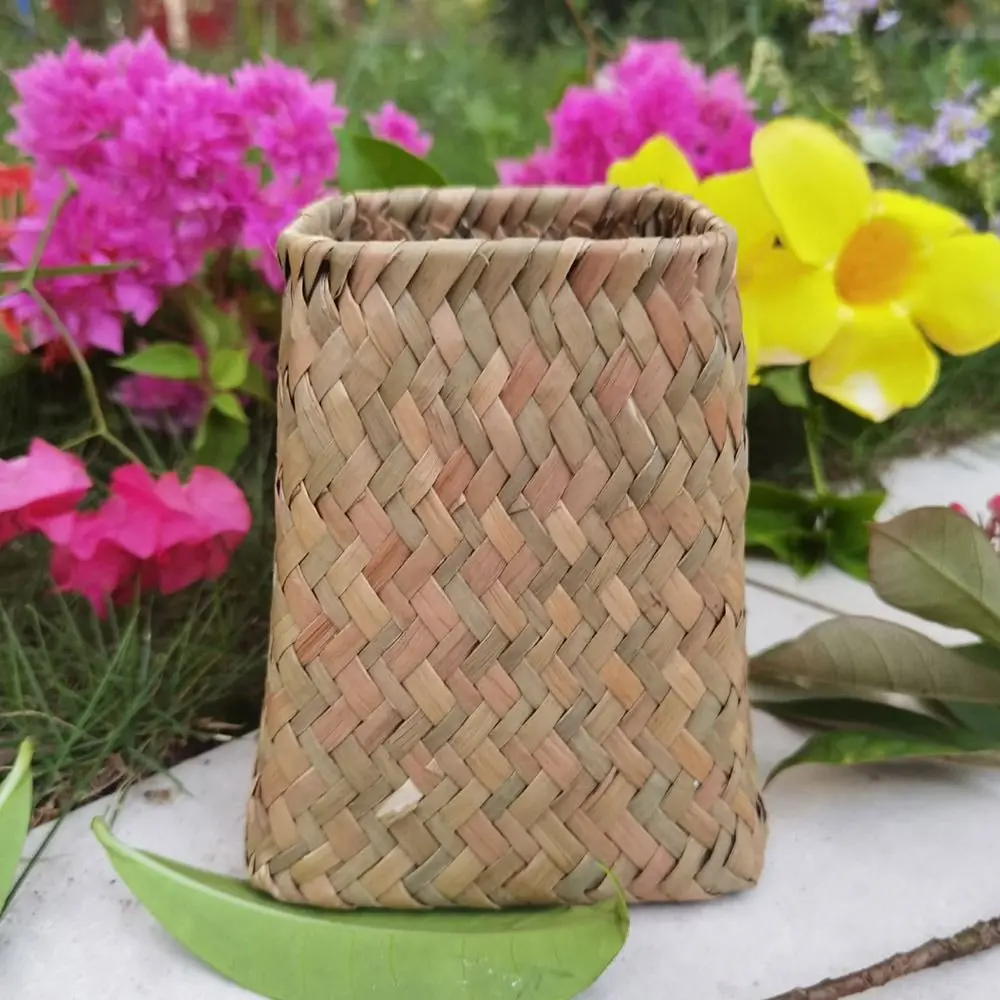Fashionable Multi Colored Bottom Flower Pots Handmade DIY Foldable Basket MultiSize Weaved Storage Baskets Outside