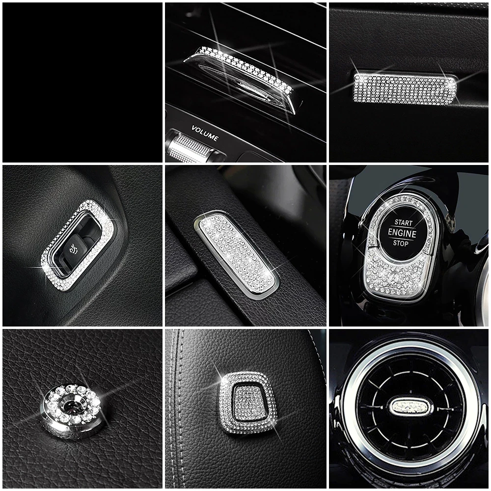 

For Mercedes-Benz GLB220 GLB250 2020 2021 interior Center console decoration modified crystal diamond ring decoration decal
