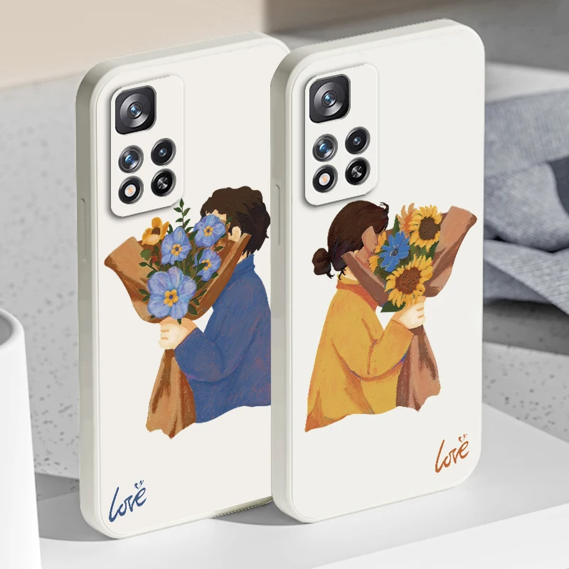 

Liquid Rope TPU Funda Flowers Boy Love Girl Phone Case For Xiaomi Redmi Note 11 11S 11T 10S 10 9S 9T 9 8T 8 Pro Plus 5G