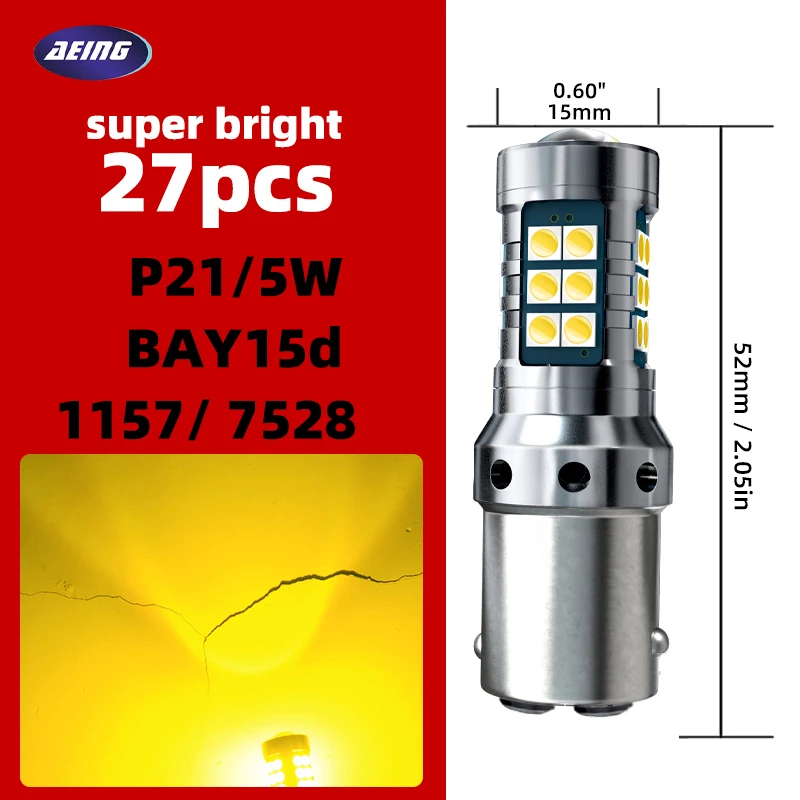 

2 × P21/5 Вт Автомобильные светодиодные лампы дневного света BAY15d 7528 без ошибок для Volkswagen VW Caddy MK3 2K 2004-2015 с одной фарой