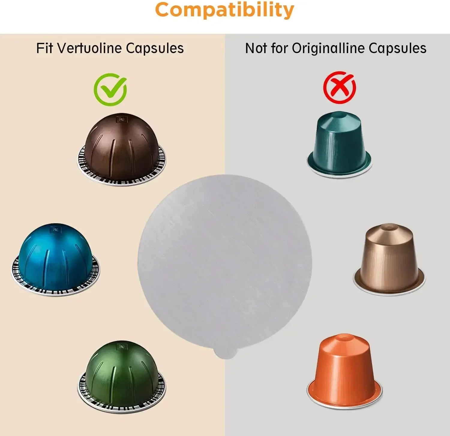 Колпачки из алюминиевой фольги для капсул Nespresso Vertuo